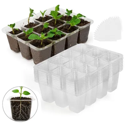 Produktbild von Anzuchtschale 20er Set transparent, Pflanzen Anzuchtplatte,Saatgut und Stecklingsschale mit Drainagelöchern,Mini Gewächshaus Zubehör für Balkon&Garten
