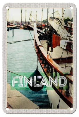 Produktbild von Blechschild Reise 12x18cm Finnland Wasser Meer Schiff Urlaub Schild