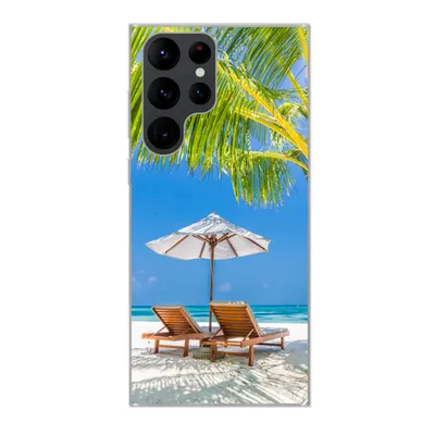 Produktbild von MuchoWow® Handyhülle Schutzhülle Hülle für Samsung Galaxy S22 Ultra Palme - Strandkorb - Sonnenschirm Silikon Softcase Handy Hülle - Abbildung