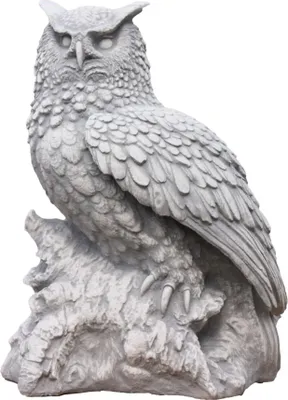 Produktbild von Schöne Große Eule aus Steinguss perfekt für den Garten die Terrasse oder den Vorgarten ist Frostfest Witterungsbeständig und Neu 57cm H, PO-1746