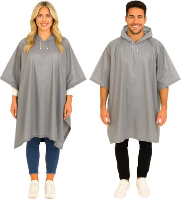 Imagen del producto de Conjunto de 2 ponchos impermeables, chaquetas impermeables para adultos, chaquetas impermeables para hombres o mujeres, chaqueta impermeable