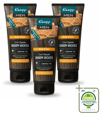Productafbeelding van 3 x Kneipp Men 2-in-1 Douchegel Warme Houtaroma - 200 ml - Voordeelverpakking - 3 stuks