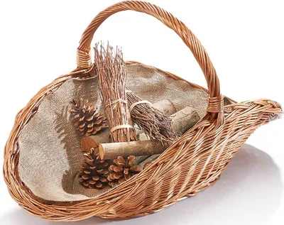 Produktbild von Kobolo Kaminholzkorb Holzkorb für Kaminholz gekochte Weide Leinenstoff oval | Brennholzkorb Feuerkorb Aufbewahrungskorb Wohnzimmer Ofenzubehör Kamin