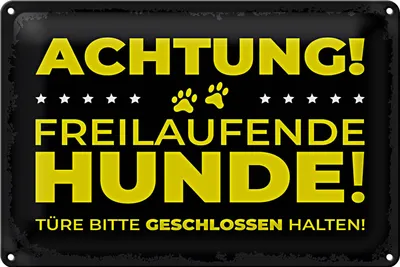 Produktbild von Blechschild Hund Achtung freilaufende Hunde 18x12cm