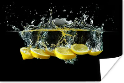 Produktbild von MuchoWow® Poster Zitrone - Frucht - Gelb - Stilleben - Wasser 120x80 cm - Bilder