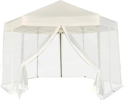 Image de Chapiteau hexagonal et 6 parois latérales 3,6x3,1 m Blanc crème