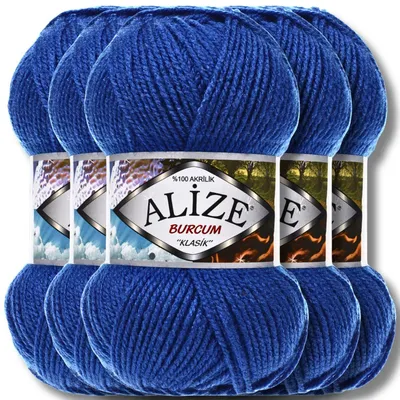 Produktbild von Alize 5x 100g Burcum Klasik Wolle, Uni, Häkeln, Stricken (Royal Blue | 141)