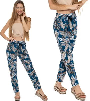 Produktbild von Moraj dámské letní kalhoty z lehké tkaniny haremové kalhoty baggy 1300-013 PATT 1, vel: L/XL