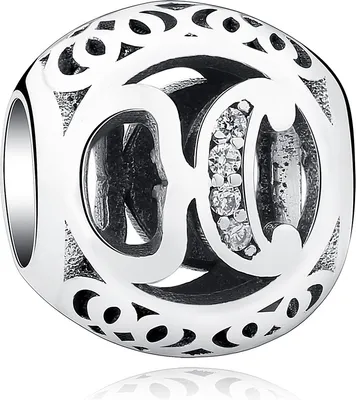 Produktbild von PANDACHARMS Kugel Buchstabe K Charm , 925er Sterling Silber, passt zu Pandora