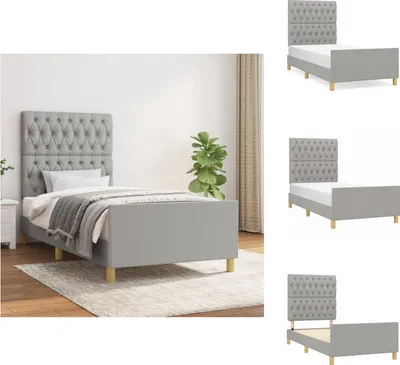 Produktbild von vidaXL Bettgestell mit Kopfteil Hellgrau 90x200 cm Stoff -  Betten & Bettgestelle