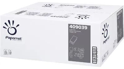 Image de Serviette en papier pliée V Papernet Standard 409039, 2 plis, cellulose, 22x21 cm, blanc, 3990 pièc