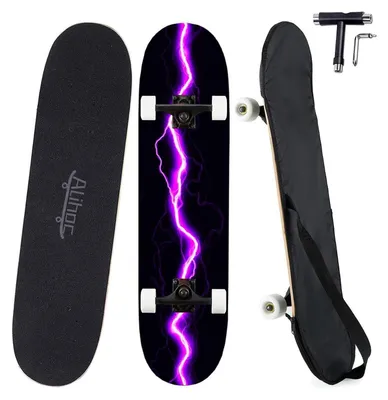 Productafbeelding van Skateboard, 31 inch, 7 lagen esdoornhout, paars, "Blitz" model, draagvermogen 150 kg, compleet gemonteerd