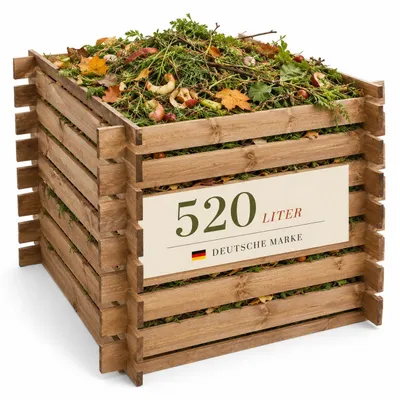 Produktbild von Holzkomposter Garten ONBEST | 520 Liter | 100x100x72 cm | Stecksystem | Witterungsbeständig & Lasiert | Kompostbehälter Holz