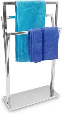 Produktbild von Handtuchhalter aus Edelstahl – Freistehend – 3 Stangen – Badezimmer – 86x50x20 cm – Metallhandtuchtrockner – Silber