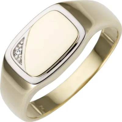 Produktbild von Gr. 64 Herren Ring 585 Gold Gelbgold bicolor 1 Diamant Brillant Herrenring