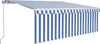 Produktbild von vidaXL Markise Manuell Einziehbar mit Rollo 4,5x3 m Blau & Weiß