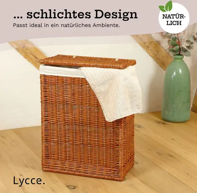 Produktbild von Nischenwäschekorb aus Weide geflochten natur weiss Wäschesammler Wäschebox Wäschetruhe Wäschekorb, Farbe:natur