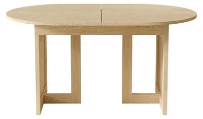 Productafbeelding van Uittrekbare ovale eettafel - Eettafel - 150–200 × 90 cm - Geschikt voor 6–8 personen - Afgeronde hoeken - Dikke tafelblad - Rechte poten - Eikenhoutkleur