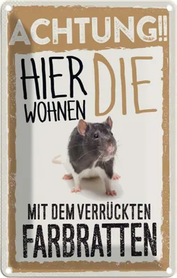 Produktbild von vianmo Blechschild 30x20 cm Tiere Achtung hier Farbratten Tier Haustier