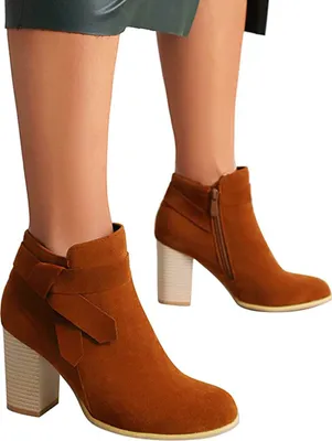 Produktbild von ASKSA Damen Elegant Kurzschaft Stiefel Blockabsatz, Braun, Größe: 39