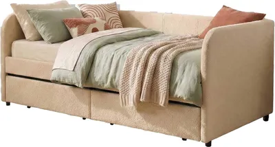 Produktbild von Kojenbett Spector - 90 x 200 cm - Mit Schubladen - Beiger Teddystoff