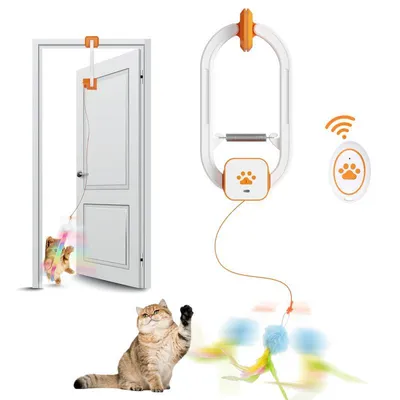 Produktbild von Interaktives Katzenspielzeug mit Türklammer, Hängendes Automatische Katzenangel, Ferngesteuertes, Dual‑Modus, Wiederaufladbares, Für Wohnungskatzen