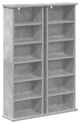 Produktbild von vidaXL CD Regal 2 Stk. Betongrau 60 x 17 x 92 cm Holzwerkstoff