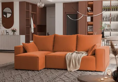 Produktbild von 4ALLHOME Ecksofa mit Schlaffunktion TOBI, Couch, Sofa mit Bettkasten, Eckcouch, L-Form Velo 627 Kupfer
