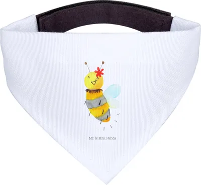 Produktbild von Mr. & Mrs. Panda Bandana Biene Blume - Weiß - Geschenk, Halstuch Hund, für, Hundehalstuch, Hunde Hals Tuch, Dreieckstuch