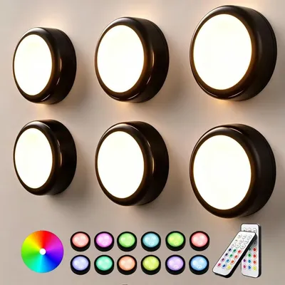 Imagen del producto de Luces LED para armario - 6 unidades - Control remoto - Negro - Para cocina y estantes