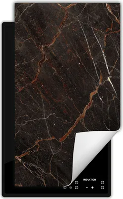 Produktbild von DarHaus Herdabdeckplatte 1 teilig 30x52 cm Anti Rutsch Matte Aufrollbar, Brozne - Marmor