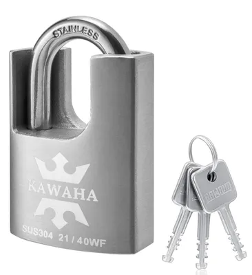 Immagine prodotto di Lucchetto di alta sicurezza in acciaio inossidabile, diametro 40 mm, con 3 chiavi, adatto per uso interno ed esterno