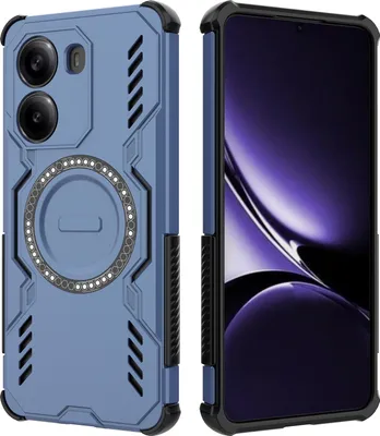 Image de Etui magnétique pour Xiaomi Poco X7 Pro / Redmi Turbo 4, bumper hybride PC et TPU, aérations pour la dissipation de la chaleur Etui Bleu