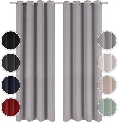 Produktbild von Famanu Verdunkelungsgardinen Set 2-teilig - 175 x 140 cm, Grau