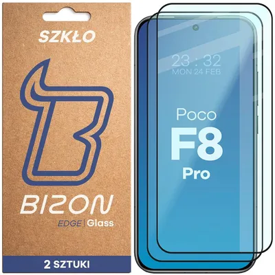 Produktbild von 2x Gehärtetes Glas für Xiaomi POCO F8 Pro, Bizon Glass Edge Duo, Schwarzer Rahmen