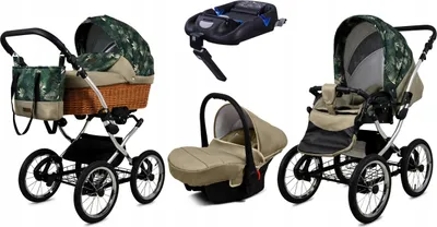 Produktbild von Babylux® Classic Exclusive | 4in1 Kinderwagen Set | Fern Leaf | Kombikinderwagen | Kinderwagense