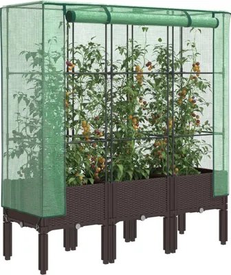 Produktbild von "2026 Moderne" Hochbeet mit Gewächshaus-Aufsatz Rattan-Optik 120x40x140 cm - Beete CJG198452