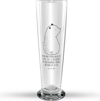 Produktbild von Mr. & Mrs. Panda Bierglas Bär Schulterblick - Transparent - Geschenk, Motivation, Glasbecher, Weltansicht, Bären, Glasbierglas, Trinkglas, Bierbecher, Bier Glas, Weisheit