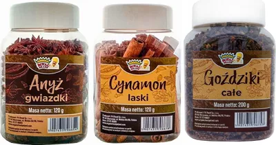 Zdjęcie produktu dla Zestaw: anyż 120 g, laski cynamonu 120 g, całe goździki 200 g