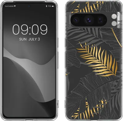 Produktbild von kwmobile Case kompatibel mit Google Pixel 8 Pro - Hülle Silikon transparent Dschungel Gelb Grau Transparent