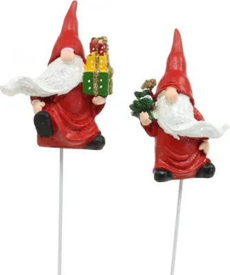 Produktbild von Weihnachtswichtel Dekostecker Set 4 Stk - Adventsdeko Wichtelfigur Weihnachtsmann 7cm, 4 Stück