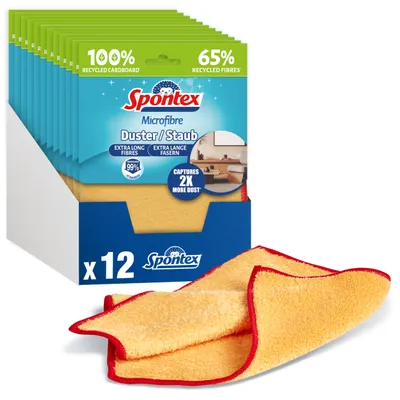 Produktbild von Spontex Microfibre Staubtuch, 12 Stück, weiche Mikrofasertücher mit Recyclingfas