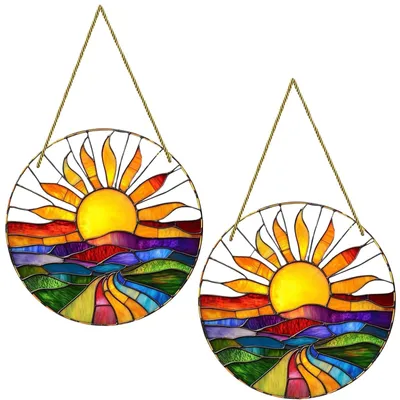 2er-Set Sonnenfänger aus Acryl, 15×15 cm, bunt, mit Kette