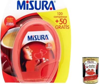 Produktbild von 12x Misura Edulcorante Tafelsüße, Zuckerersatz 170 Tabletten 14,45 G + Italian gourmet polpa 400g