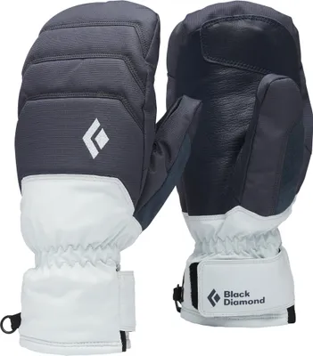 Skihandschuhe "Women"s Mission MX Mitts" von Black Diamond in Schwarz und Weiß; mit elastischem Bündchen.