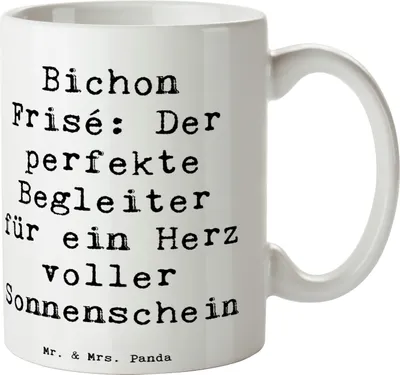 Produktbild von Mr. & Mrs. Panda Tasse Spruch Bichon Frisé Freude - Weiß - Geschenk, Hunderasse, kaffeetasse bedruckt, Hunderassen Vielfalt, Pott, perfekter Begleiter, cappuccinotasse