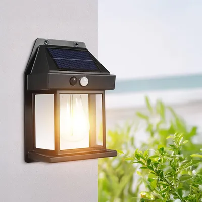 Obrázek produktu pro Solární venkovní svítidlo s pohybovým senzorem – 1 LED žárovka – černá barva – rozměry 12 x 6 x 17 cm – 1 kus [13007]