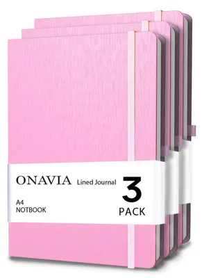 Immagine prodotto di Quaderno A4, copertina rigida, righe, confezione da 3, colore rosa, 160 pagine