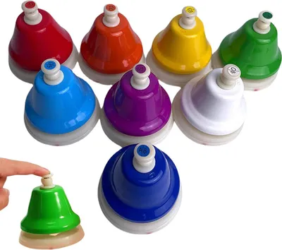Produktbild von MODFU Percussion Instrumente, Handglocken Kinder, Orff Glocken Handglocken Set, 8-Ton Handglocken Kinder Musik, Buntes Glockenspiel Kinder