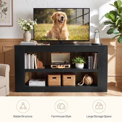 Imagen del producto de Tribesigns, mueble para televisión de 150 cm, estilo rústico, estantería abierta para sala de estar. Diseño rústico en color marrón, estantería abierta para colocar dispositivos multimedia y objetos decorativos. Fabricado con MDF resistente